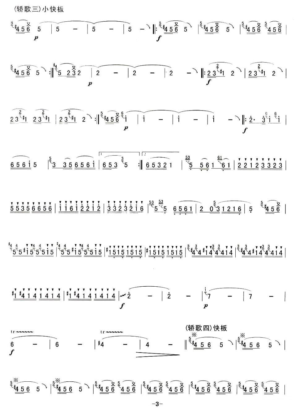 山轿飞歌笛子（箫）曲谱（图3）