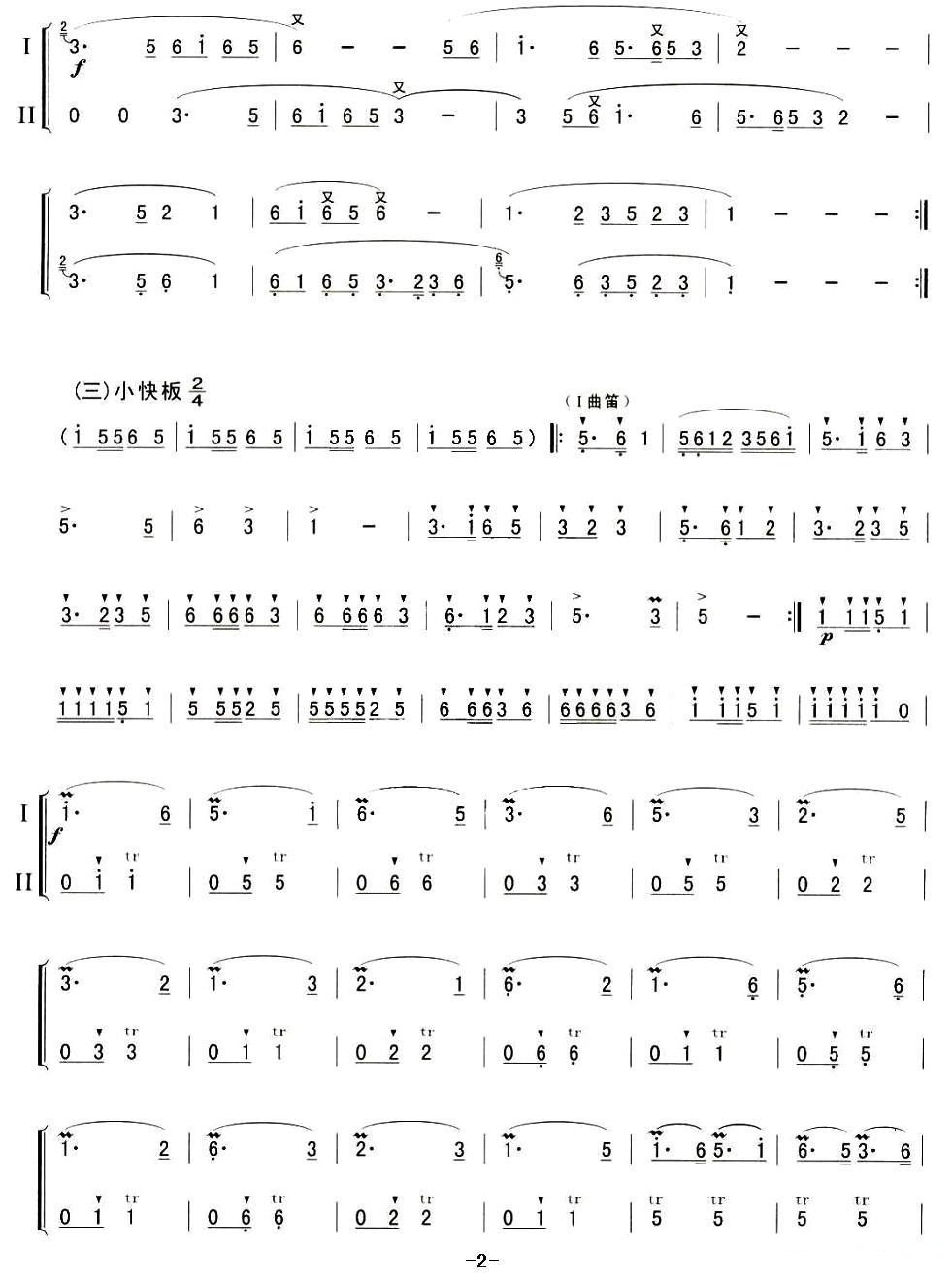 渔舟唱晚（二重奏）笛子（箫）曲谱（图2）