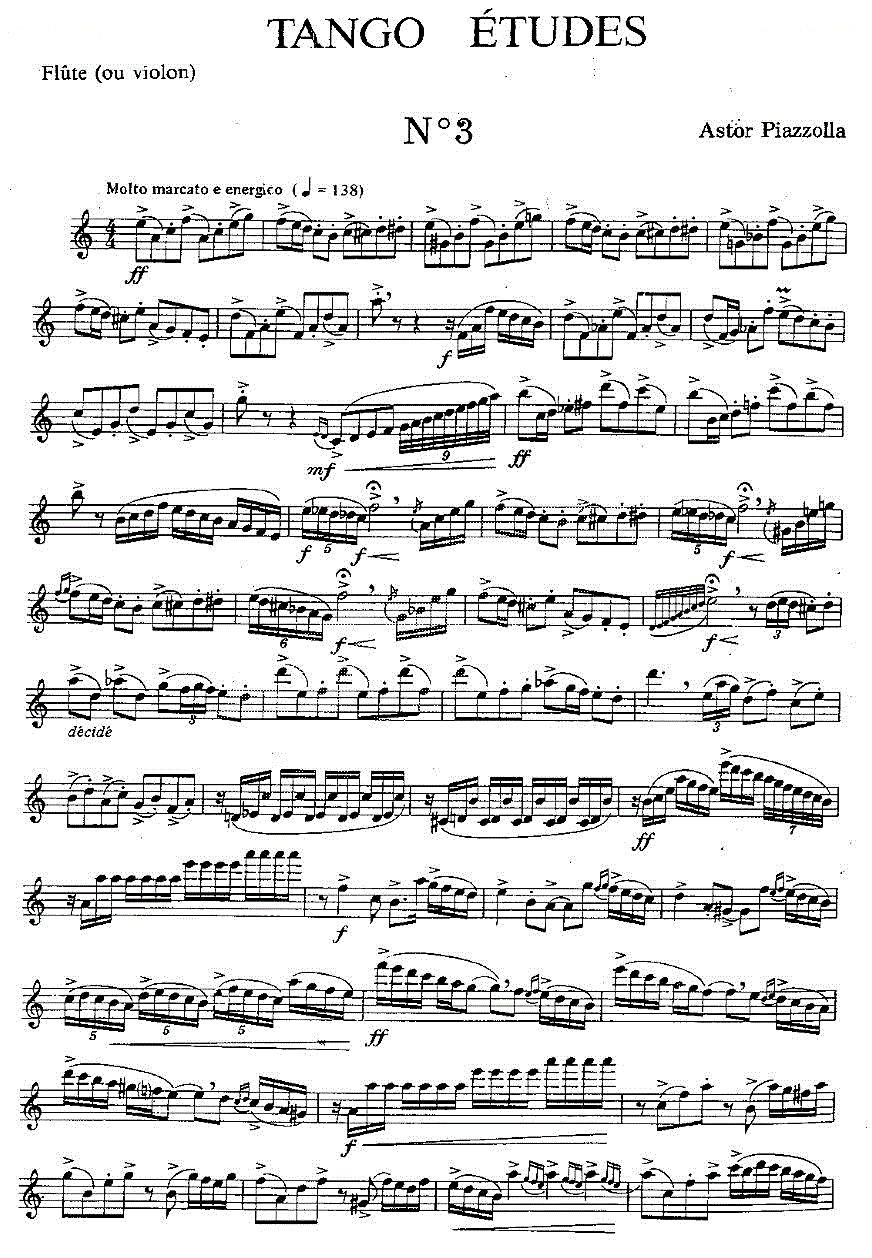 Tango`Etudes之三笛子（箫）曲谱（图1）