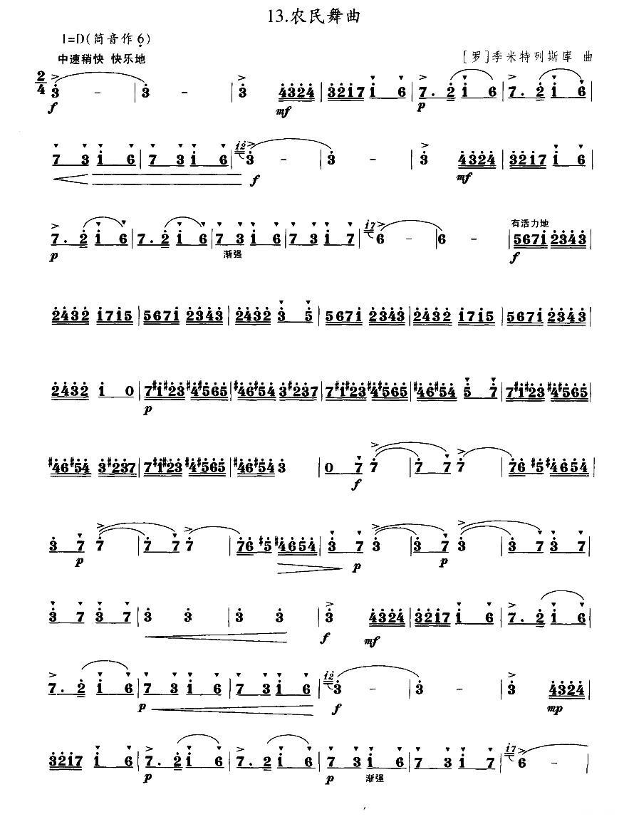 农民舞曲笛子（箫）曲谱（图1）