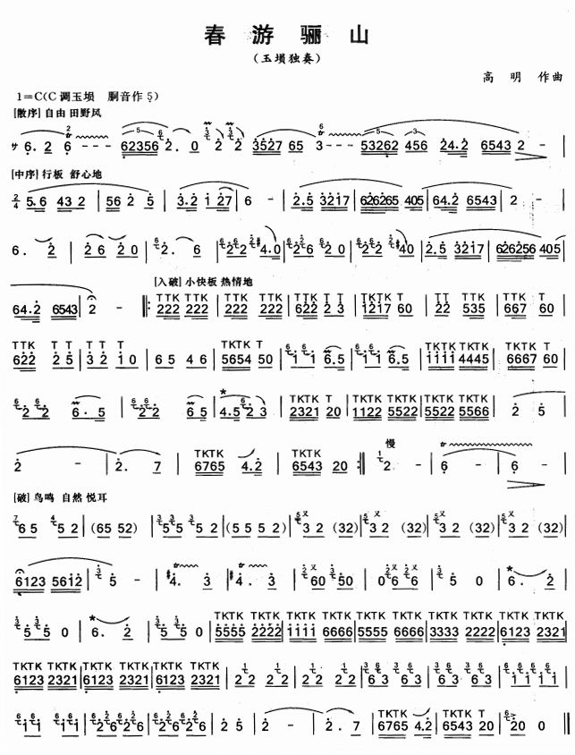 春游骊山笛子（箫）曲谱（图1）