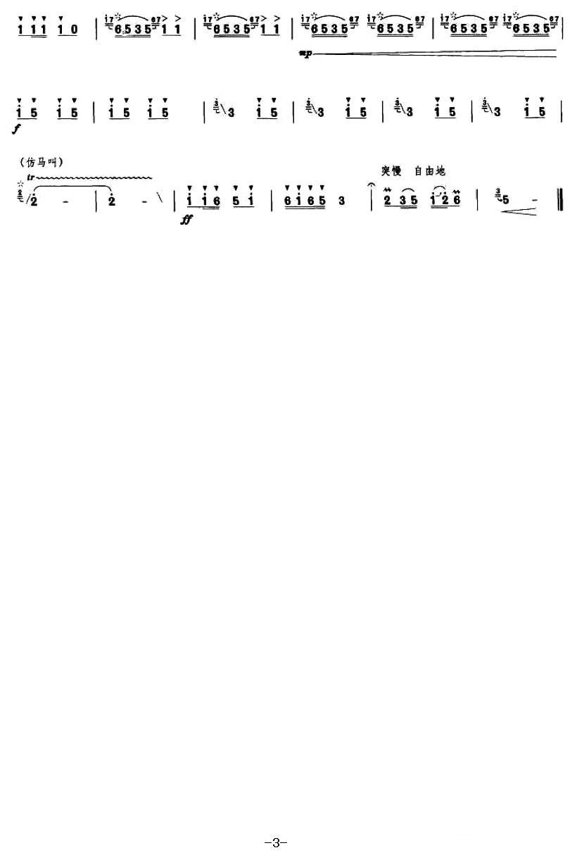扬鞭笛子（箫）曲谱（图3）