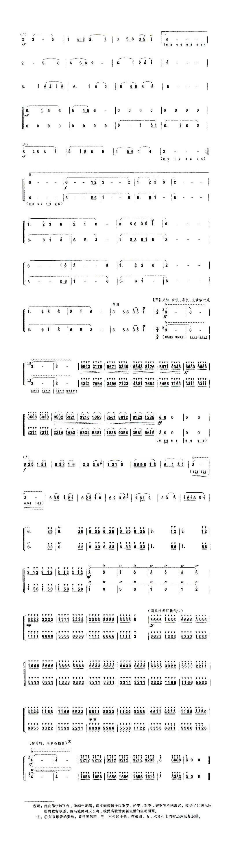 牧场欢歌（笛子二重奏）笛子（箫）曲谱（图2）