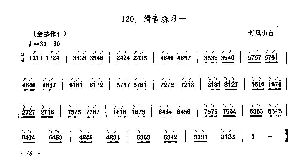 埙滑音练习曲笛子（箫）曲谱（图1）