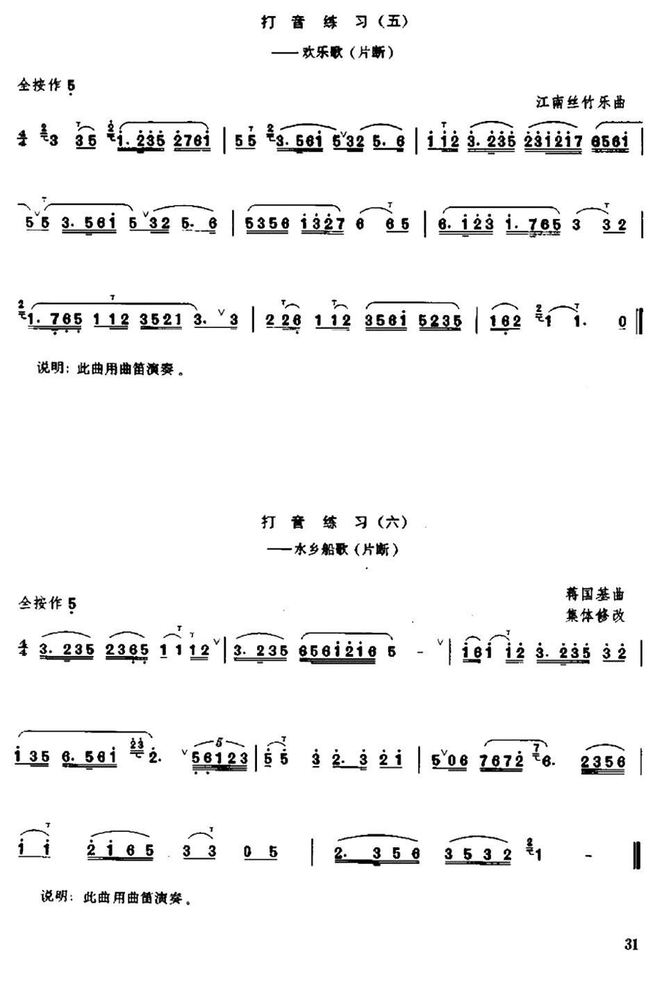 笛子打音练习笛子（箫）曲谱（图3）