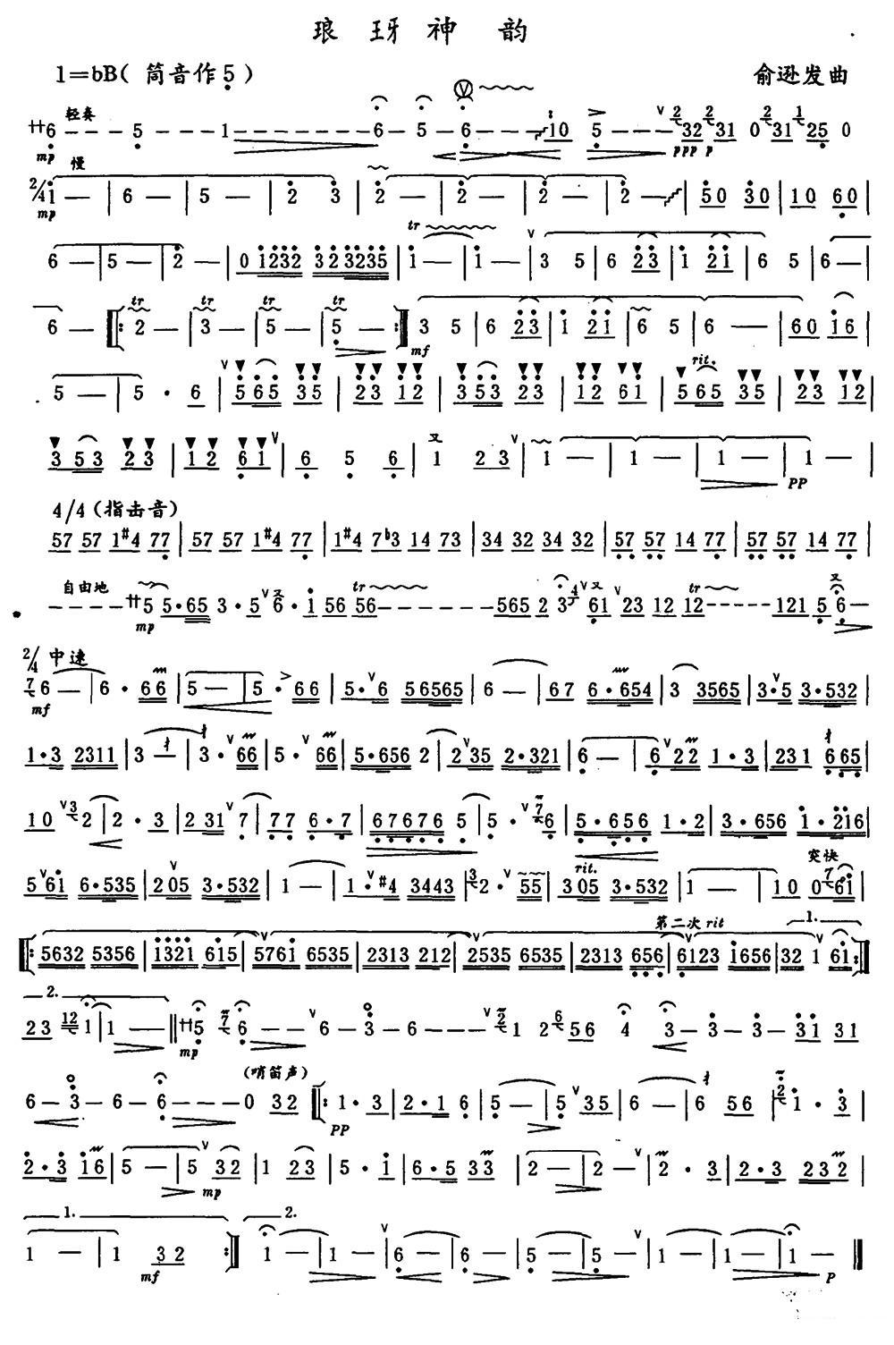 琅玡神韵笛子（箫）曲谱（图1）
