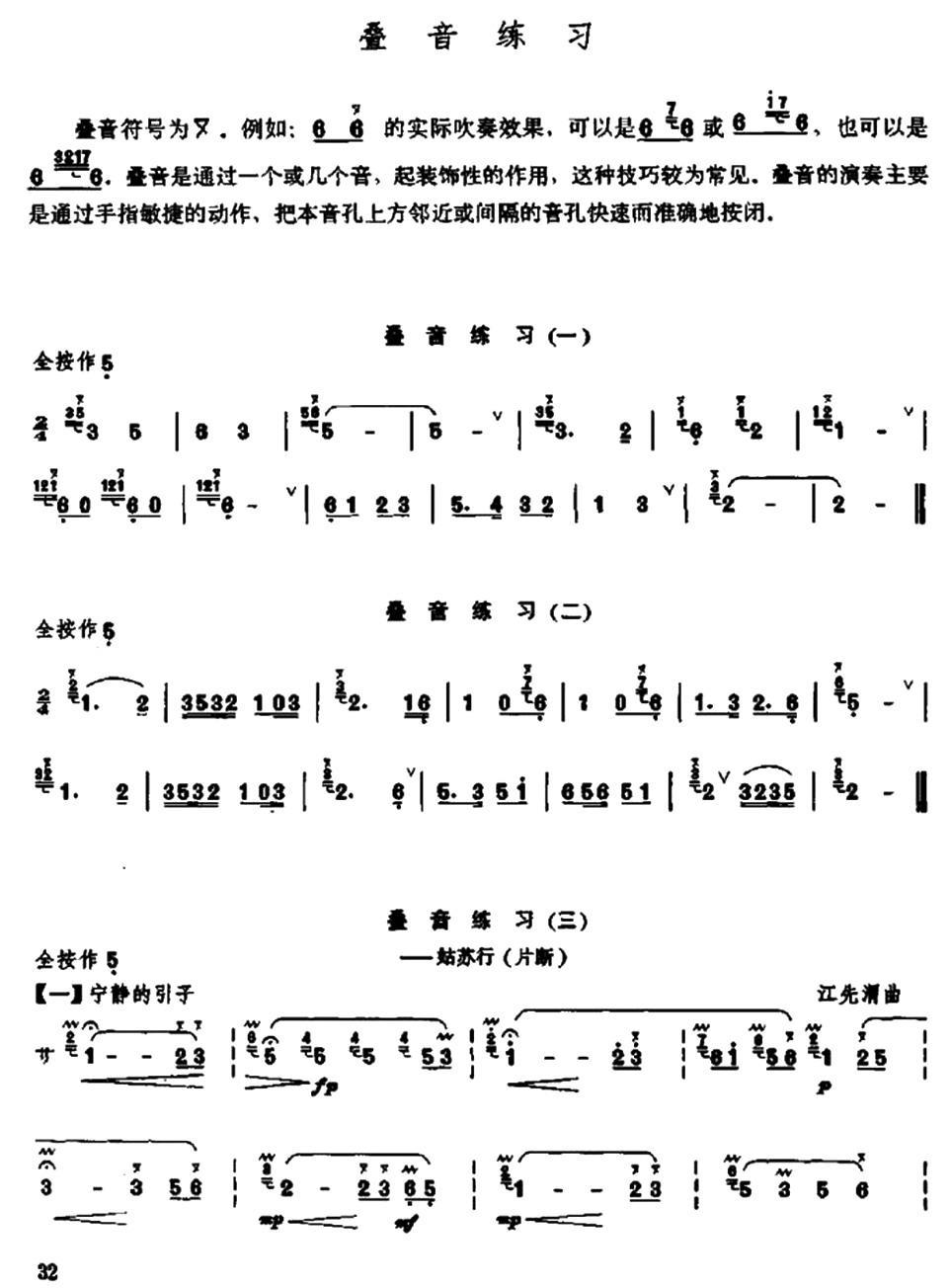 笛子叠音练习笛子（箫）曲谱（图1）