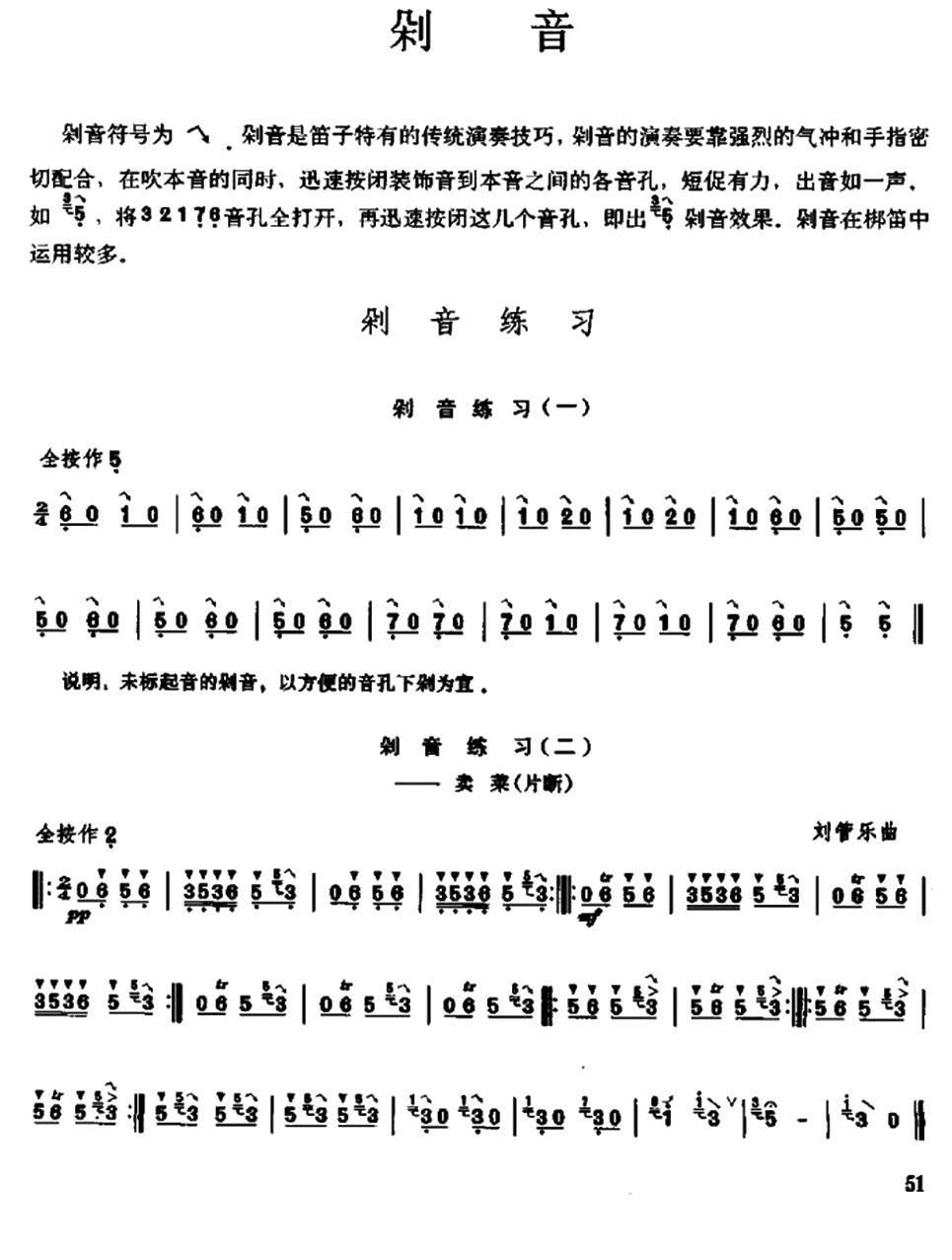 笛子剁音练习笛子（箫）曲谱（图1）