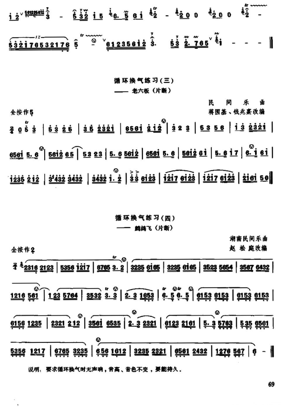 笛子循环换气练习笛子（箫）曲谱（图2）
