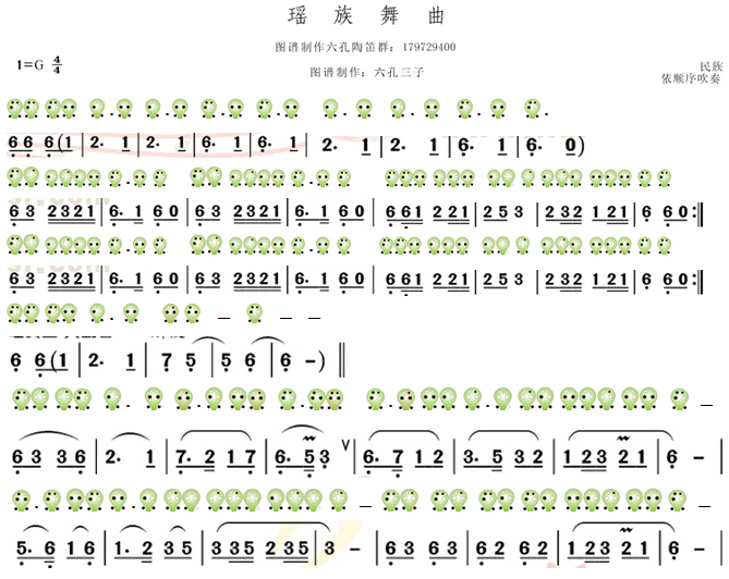 《瑶族舞曲》六孔陶笛版笛子（箫）曲谱（图2）