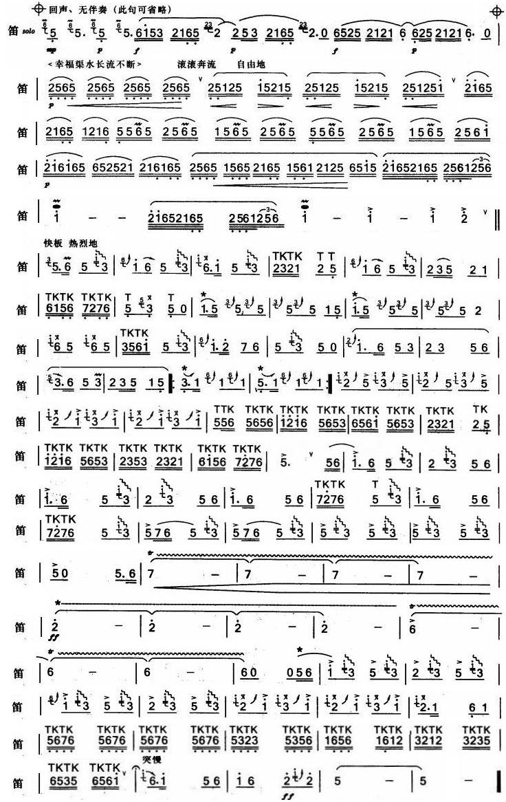 【枣园春色】主旋律谱2笛子（箫）曲谱（图1）
