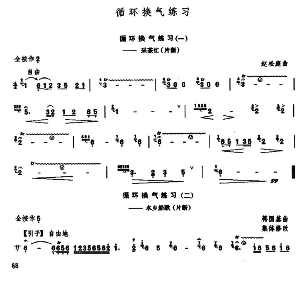 笛子循环换气练习笛子（箫）曲谱（图1）