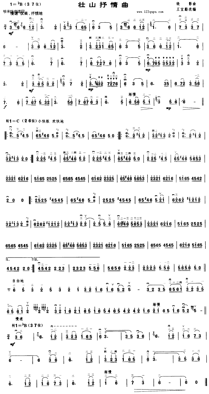 壮山抒情曲二胡曲谱（图1）