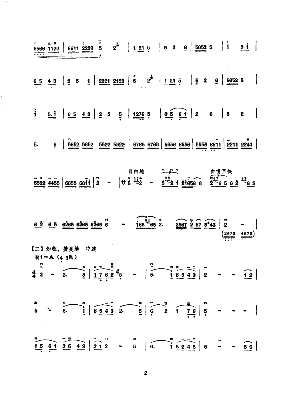 赞大寨(二胡独奏)二胡曲谱（图2）
