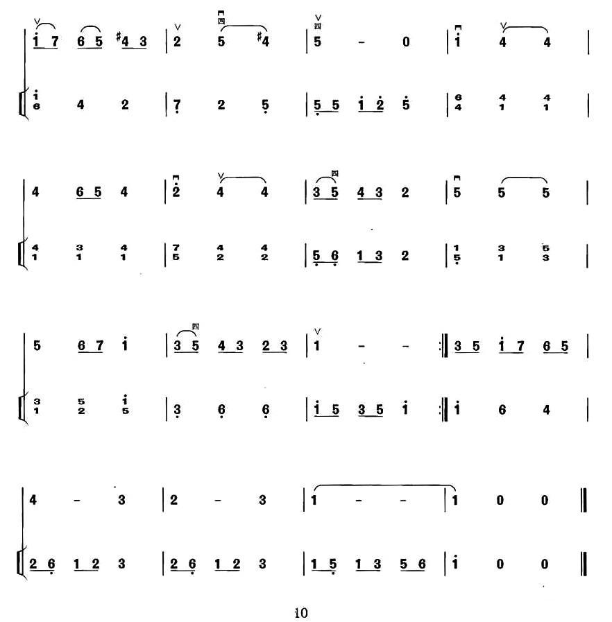 D大调小步舞曲（扬琴伴奏谱）二胡曲谱（图2）