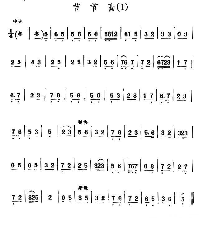 京剧二黄曲牌：节节高二胡曲谱（图1）