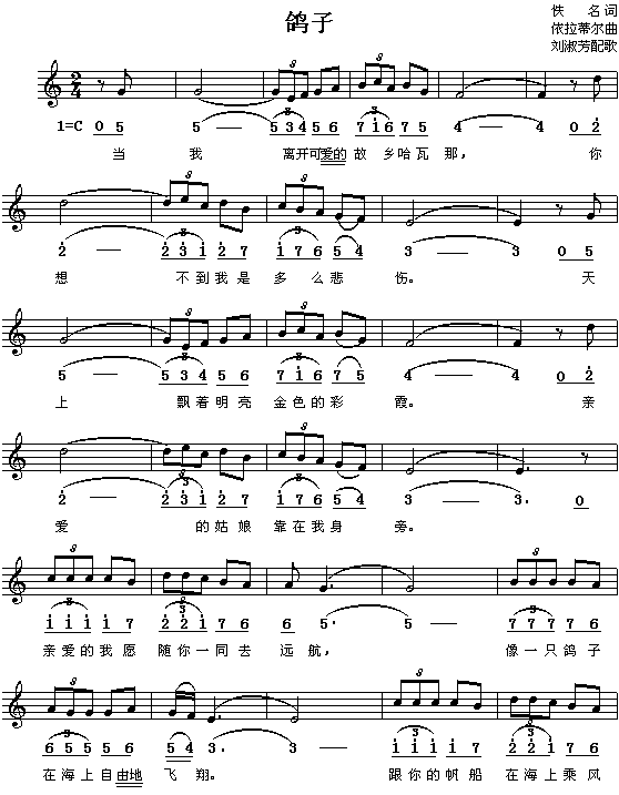 鸽子（西班牙）钢琴曲谱（图1）