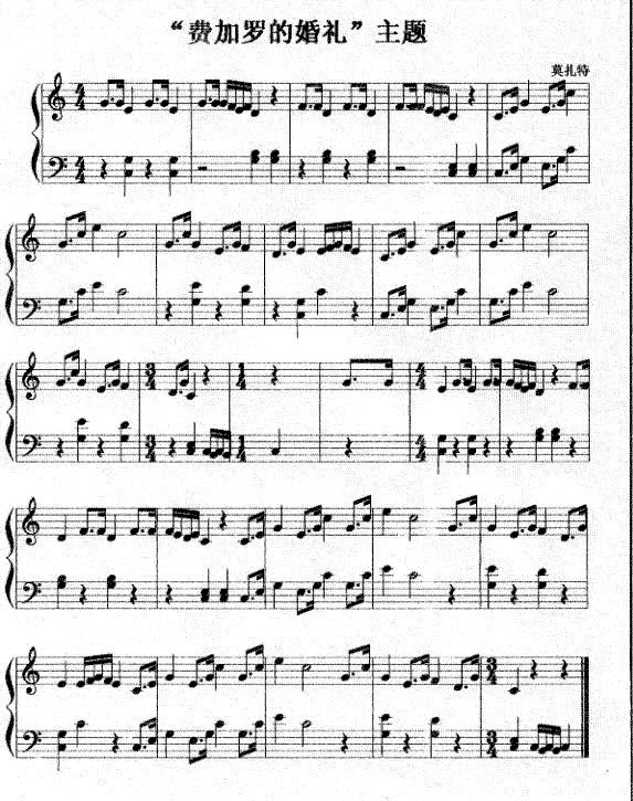 费加罗的婚礼(莫扎特)钢琴曲谱（图1）