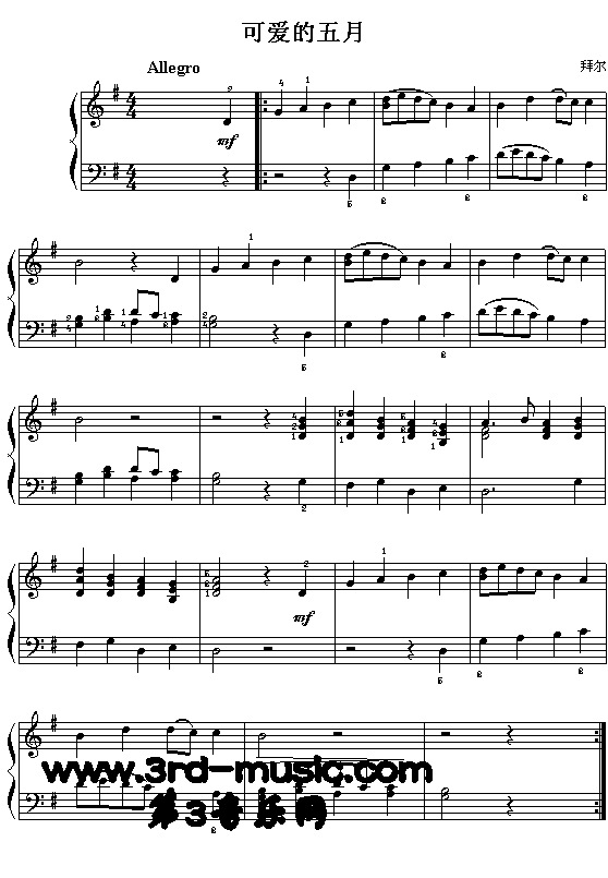 可爱的五月(拜耳)[钢琴曲谱]钢琴曲谱（图1）