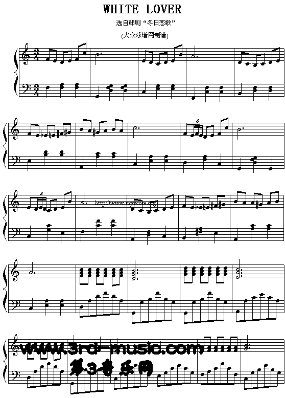 White lover(《冬日恋歌》插曲)[钢琴曲谱]钢琴曲谱（图1）