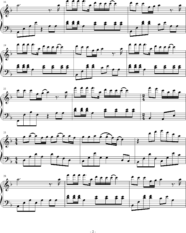 只欠秋天钢琴曲谱（图2）
