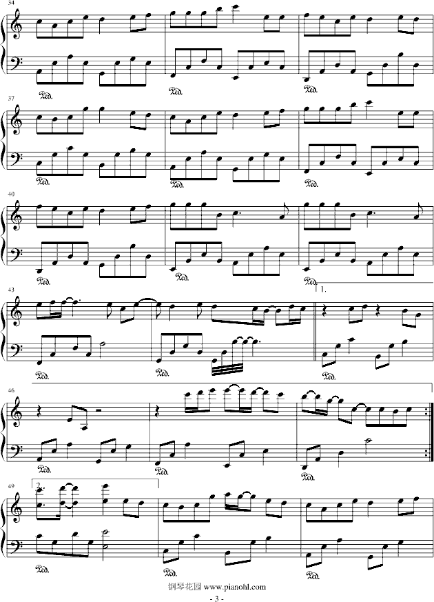 爱转角钢琴曲谱（图3）