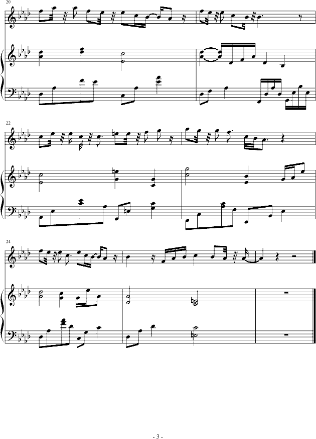 落叶归根钢琴曲谱（图3）