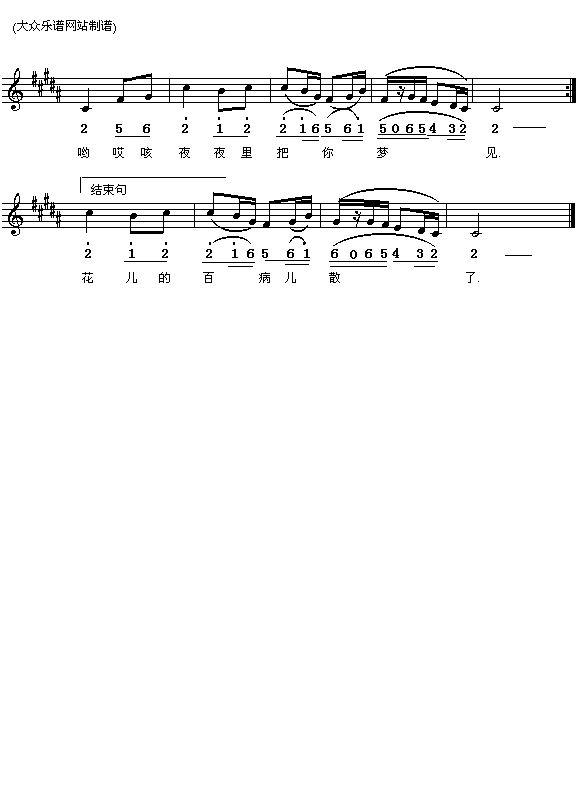 青海民歌：下四川(简线对照)钢琴曲谱（图2）