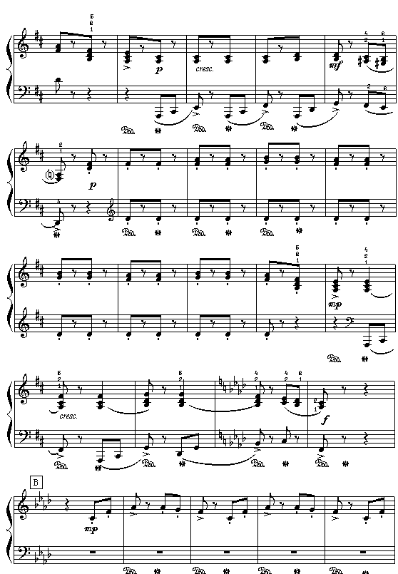 （俄）普罗科菲耶夫舞剧“罗蜜欧与朱丽叶”中的场景（四手联弹之2）钢琴曲谱（图2）