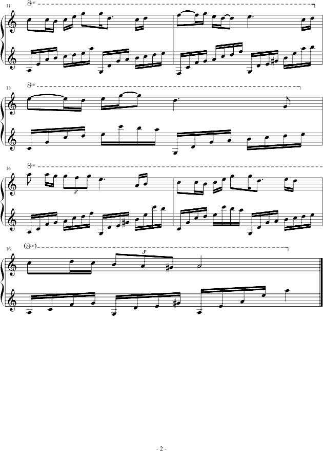 Falling star 天空之城主题曲钢琴曲谱（图2）
