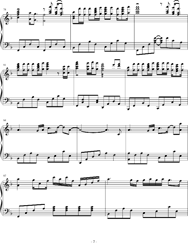 海阔天空钢琴曲谱（图7）