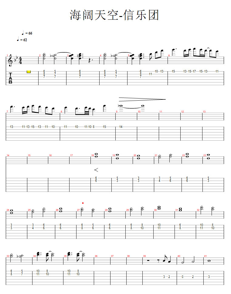 海阔天空 信乐团钢琴曲谱（图1）