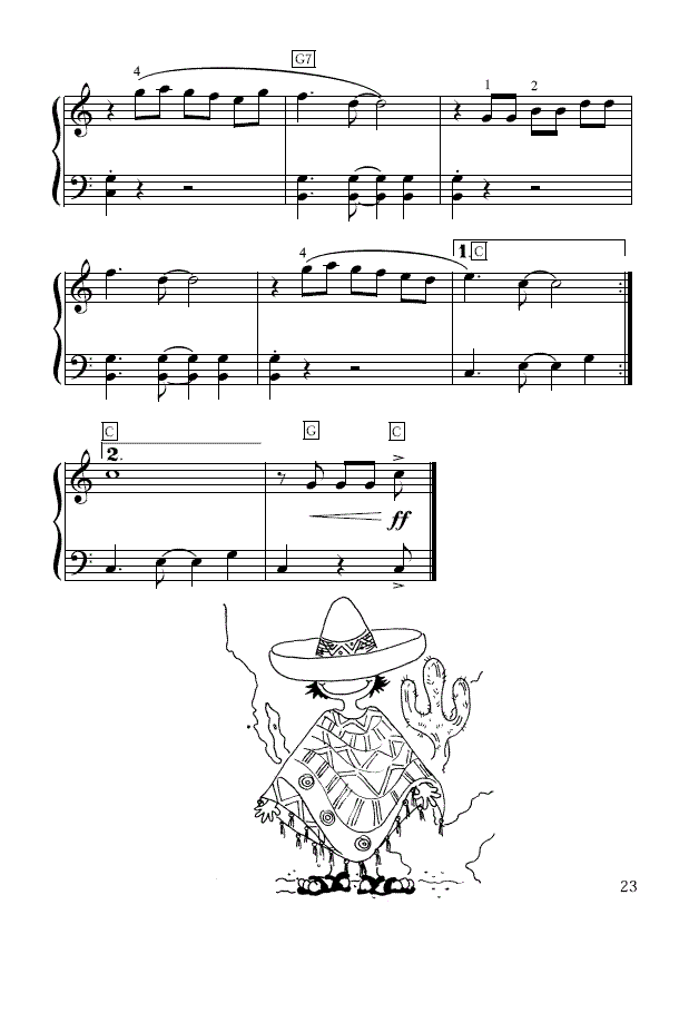 La cucaracha(简易钢琴谱)钢琴曲谱（图2）