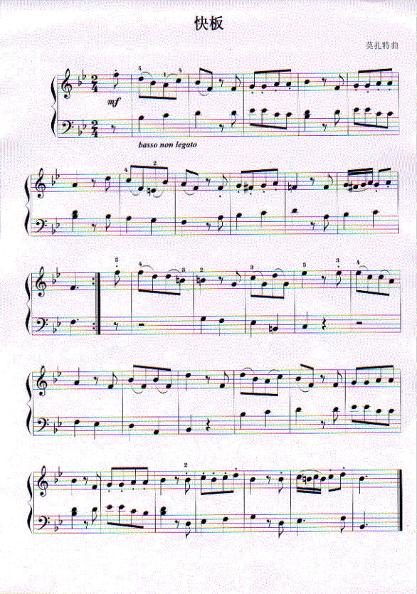 莫扎特:快板钢琴曲谱（图1）