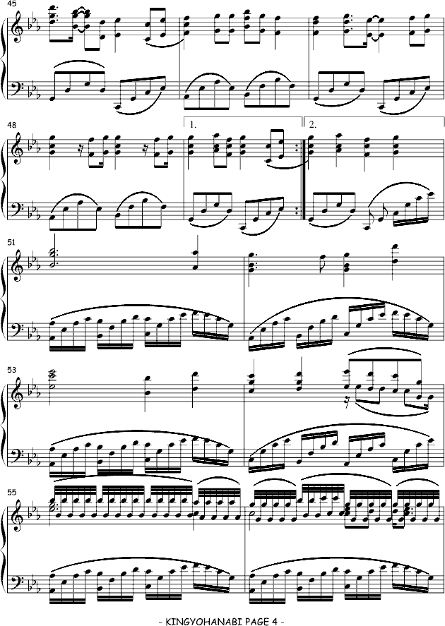 金鱼花火-KAWA-TSUBASA版钢琴曲谱（图4）