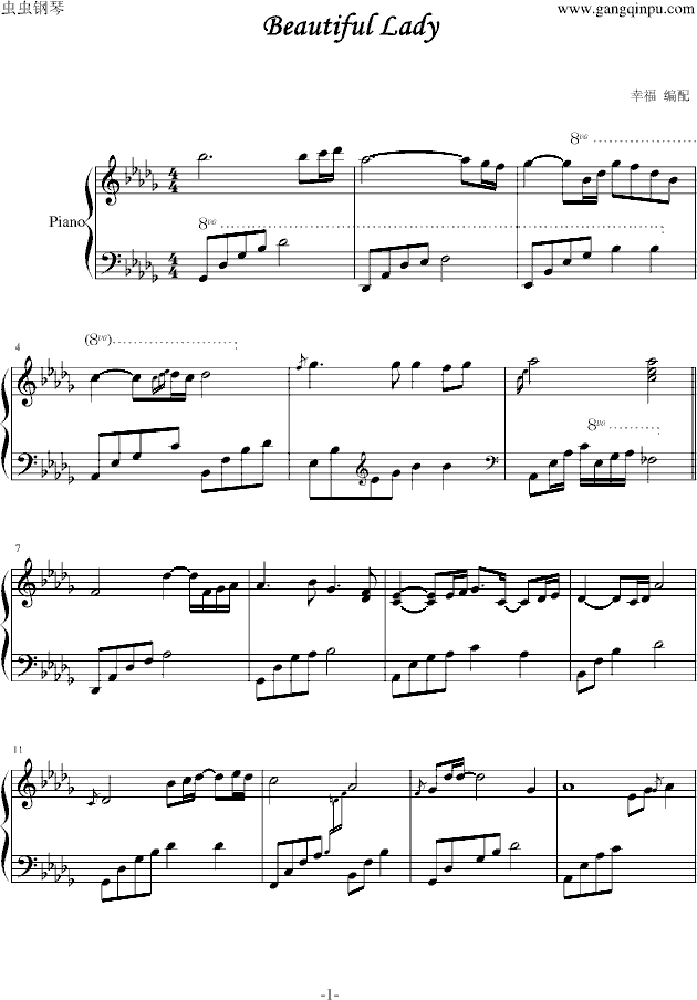 Beautiful Lady钢琴曲谱（图1）