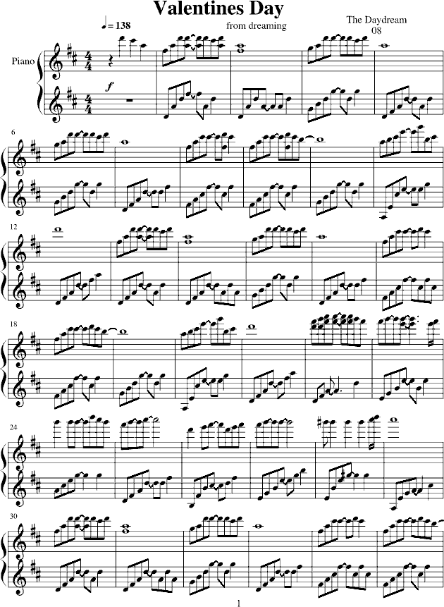 Valentines Day钢琴曲谱（图1）