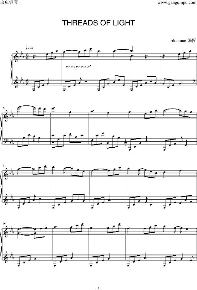 Threads of Light钢琴曲谱（图1）