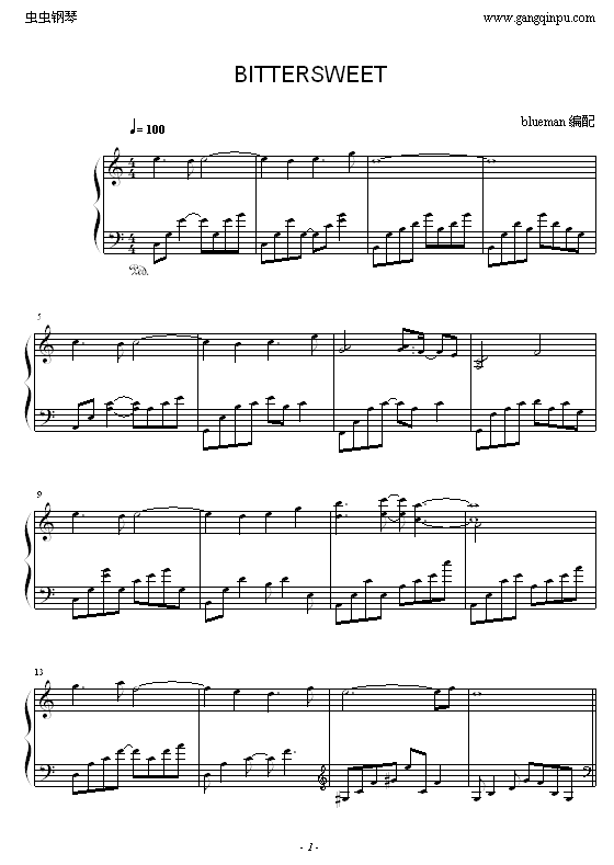 Bittersweet钢琴曲谱（图1）