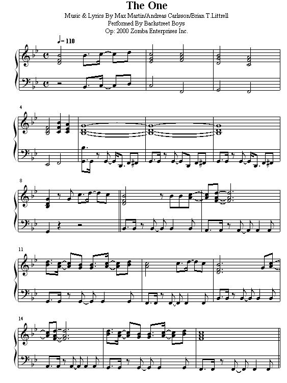 the one钢琴曲谱（图1）