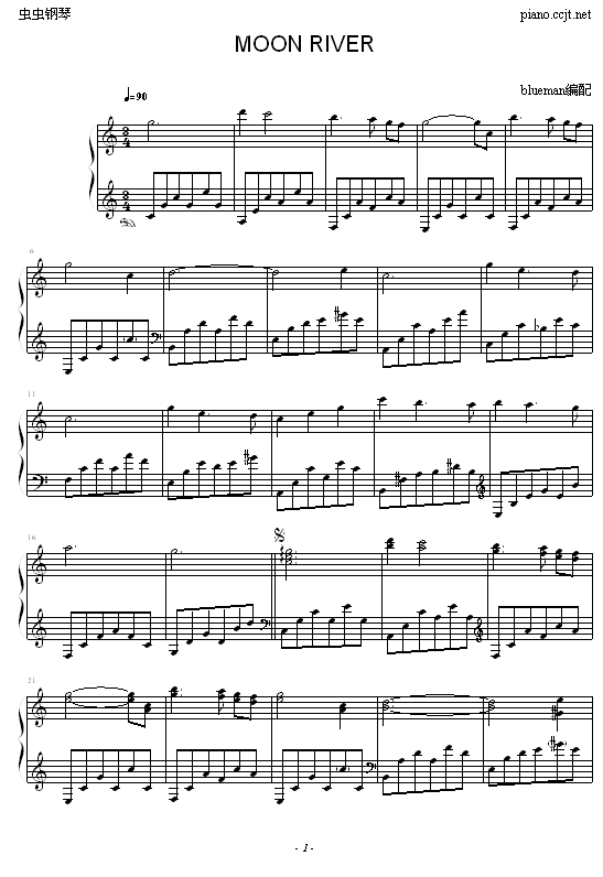 Moon River钢琴曲谱（图1）