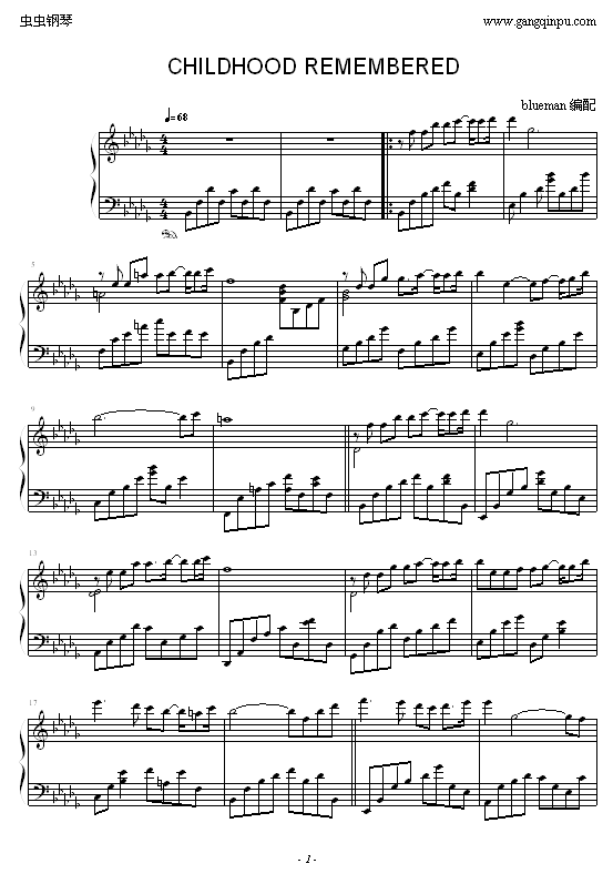 Childhood Remembered钢琴曲谱（图1）