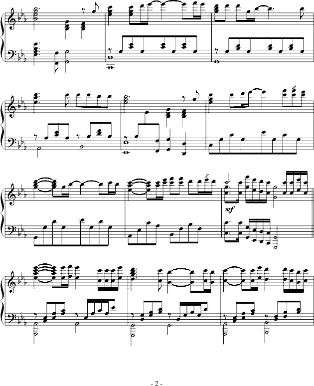 回心转意钢琴曲谱（图2）