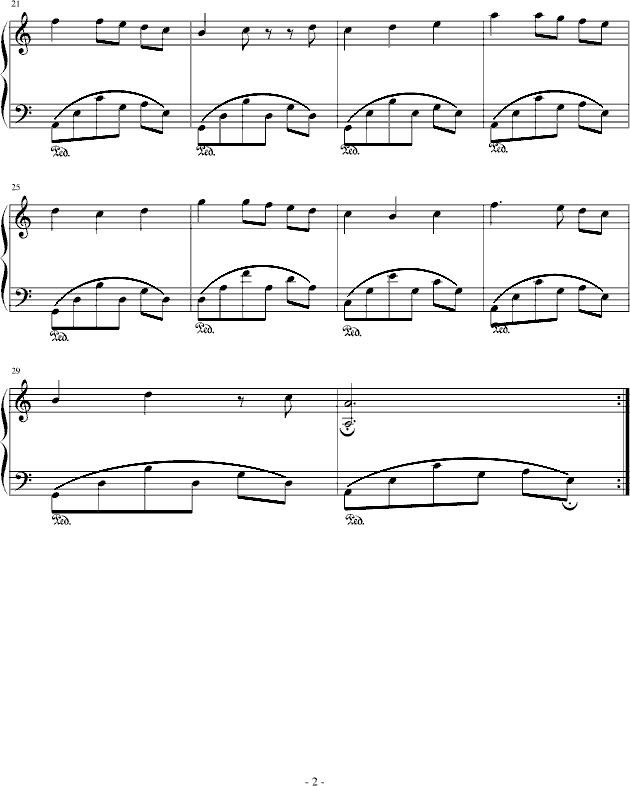 黄手帕片尾曲-爱lala歌--修改（浪漫版）钢琴曲谱（图2）