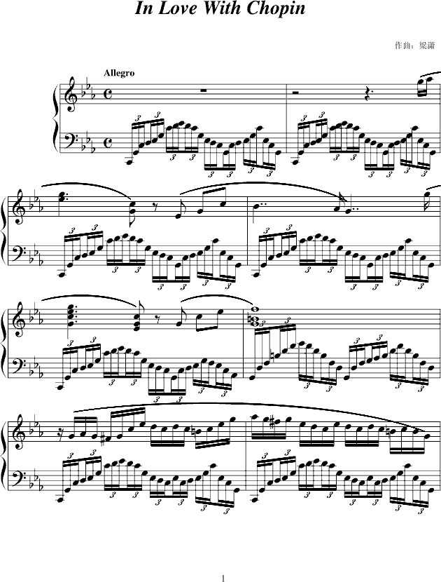 与肖邦之恋钢琴曲谱（图1）