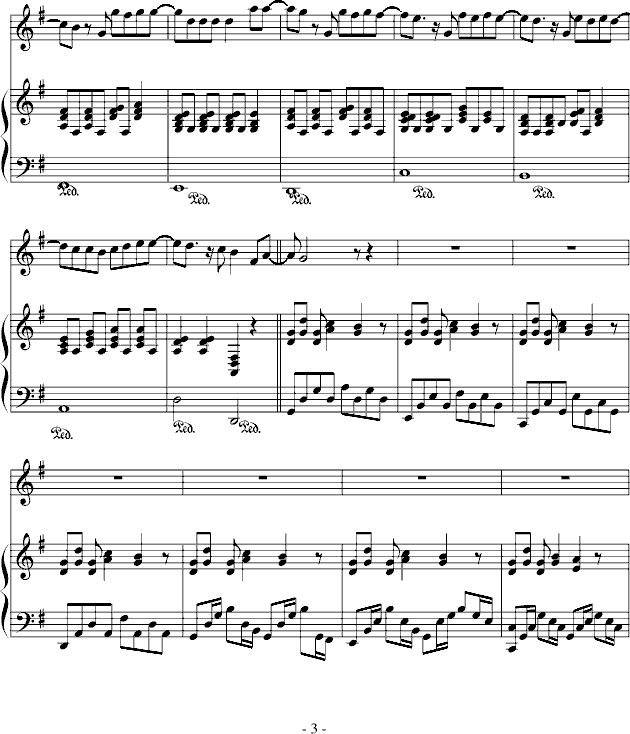 不能说的秘密-弹唱-正编配版钢琴曲谱（图3）