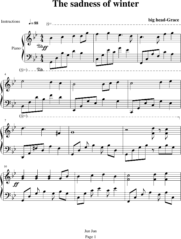 冬季之悲曲钢琴曲谱（图1）
