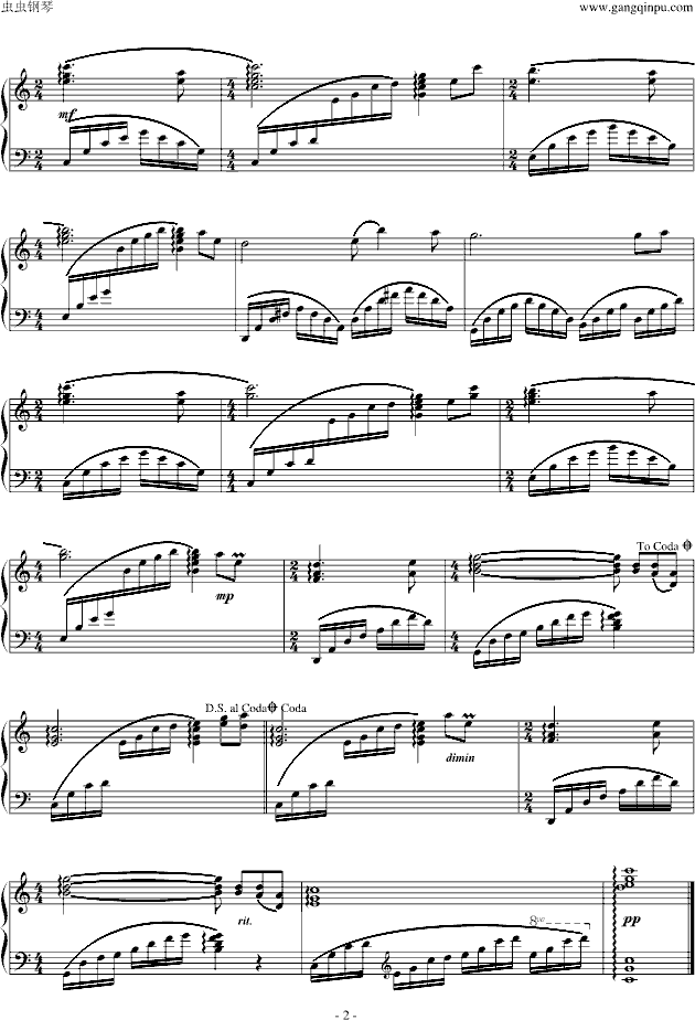 牧羊曲-休闲即兴版钢琴曲谱（图2）