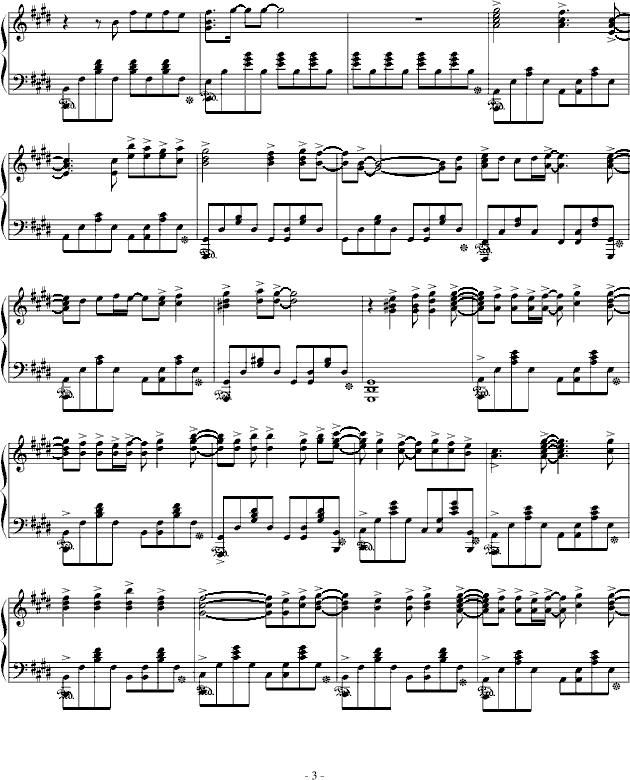 凉宫春日的忧郁-插曲钢琴曲谱（图3）
