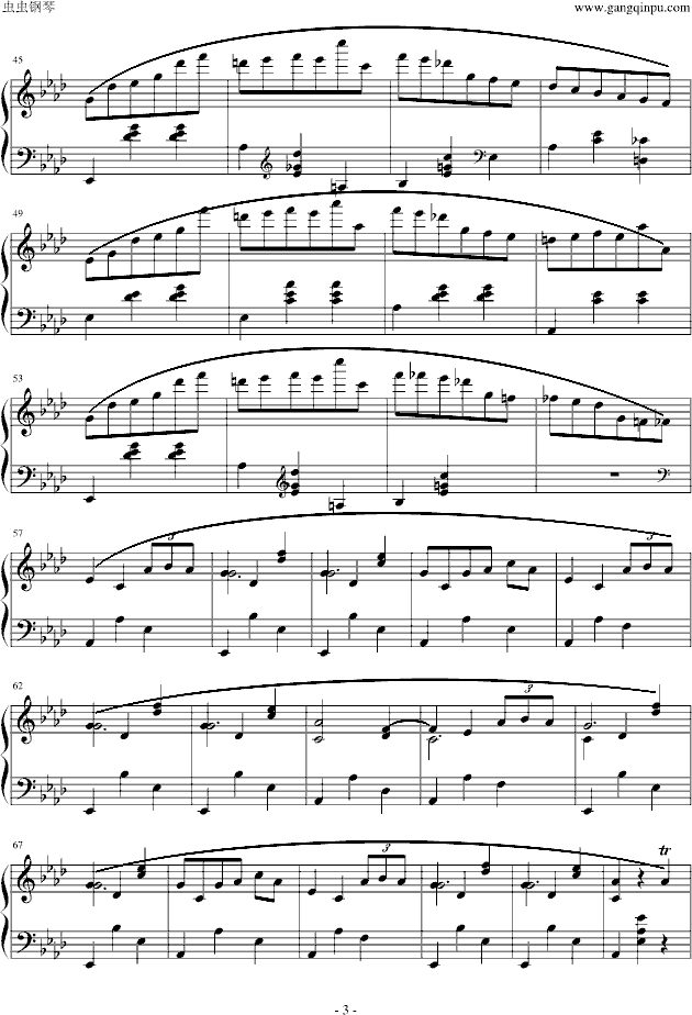 降A大调圆舞曲钢琴曲谱（图3）